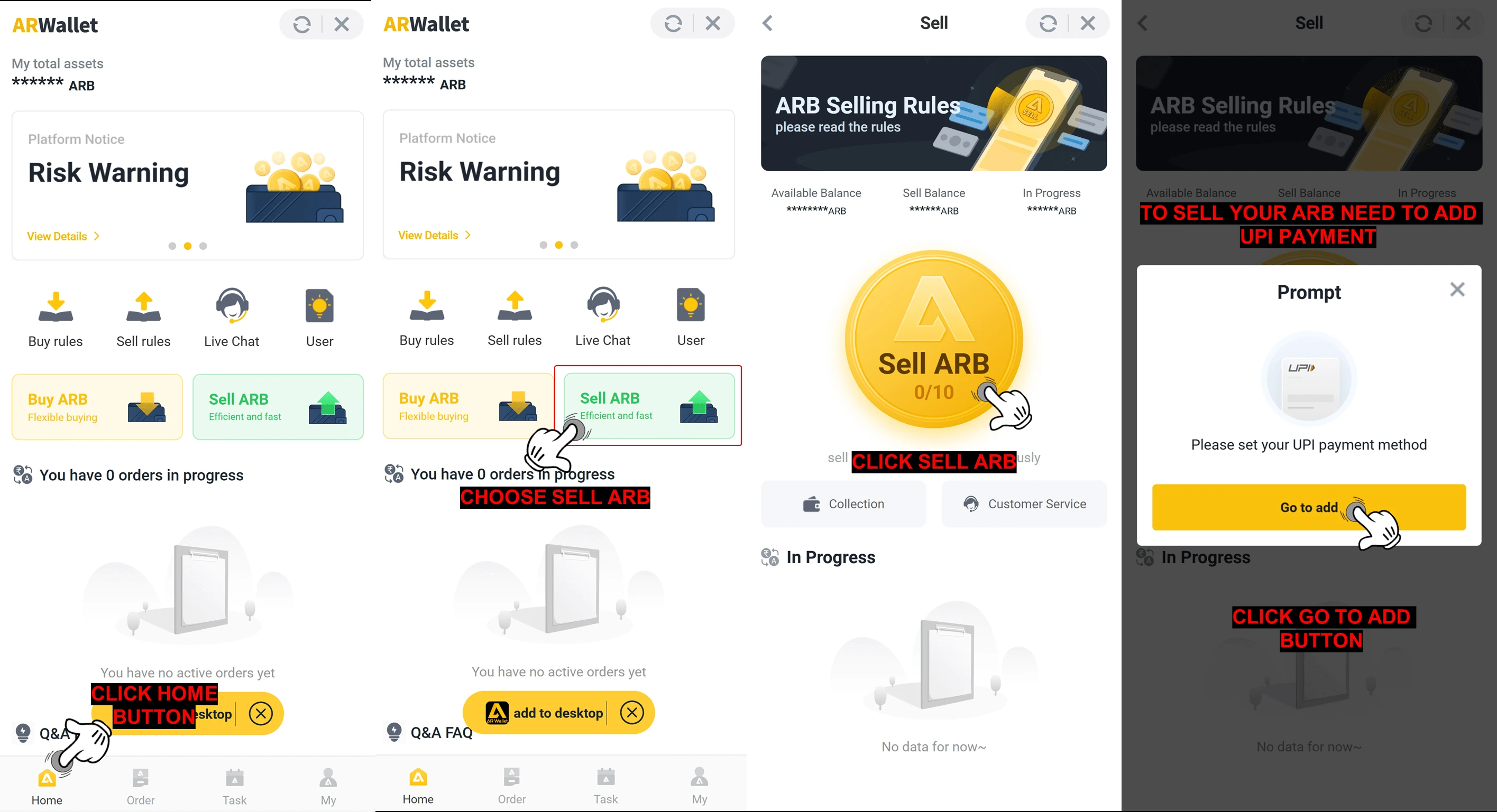 How To Sell ARB Coins using UPI Method — step screenshot